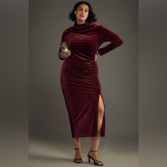 Anthropologie Dresses & Skirts - ✨ Anthropologie Maya Ruched Cowl-Neck Dress: Velvet Long-Sleeve Edition Sz 2X